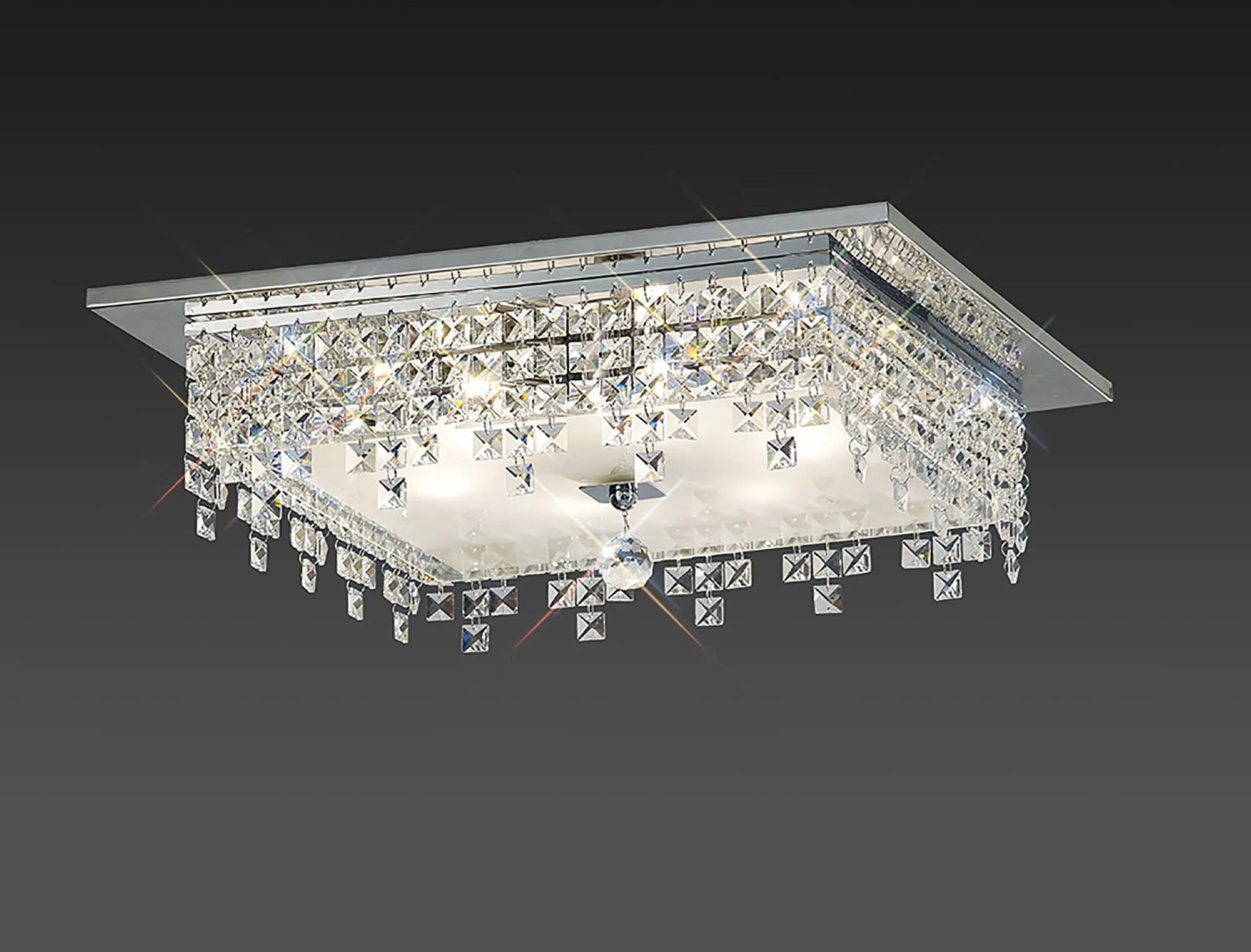 Esta Crystal Ceiling Lights Diyas Ringed & Square Crystal Fittings
